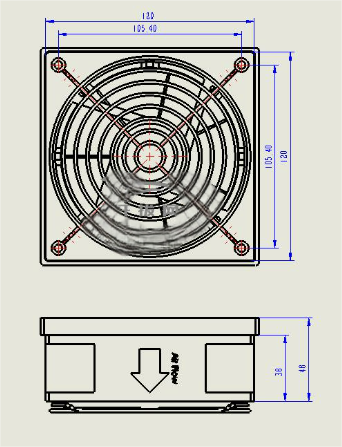 工业散热风扇120X120三维模型缩略图